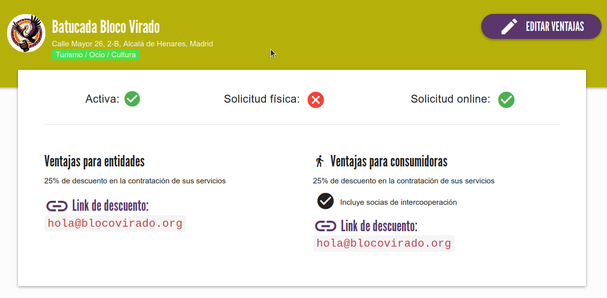 Información de ventajas