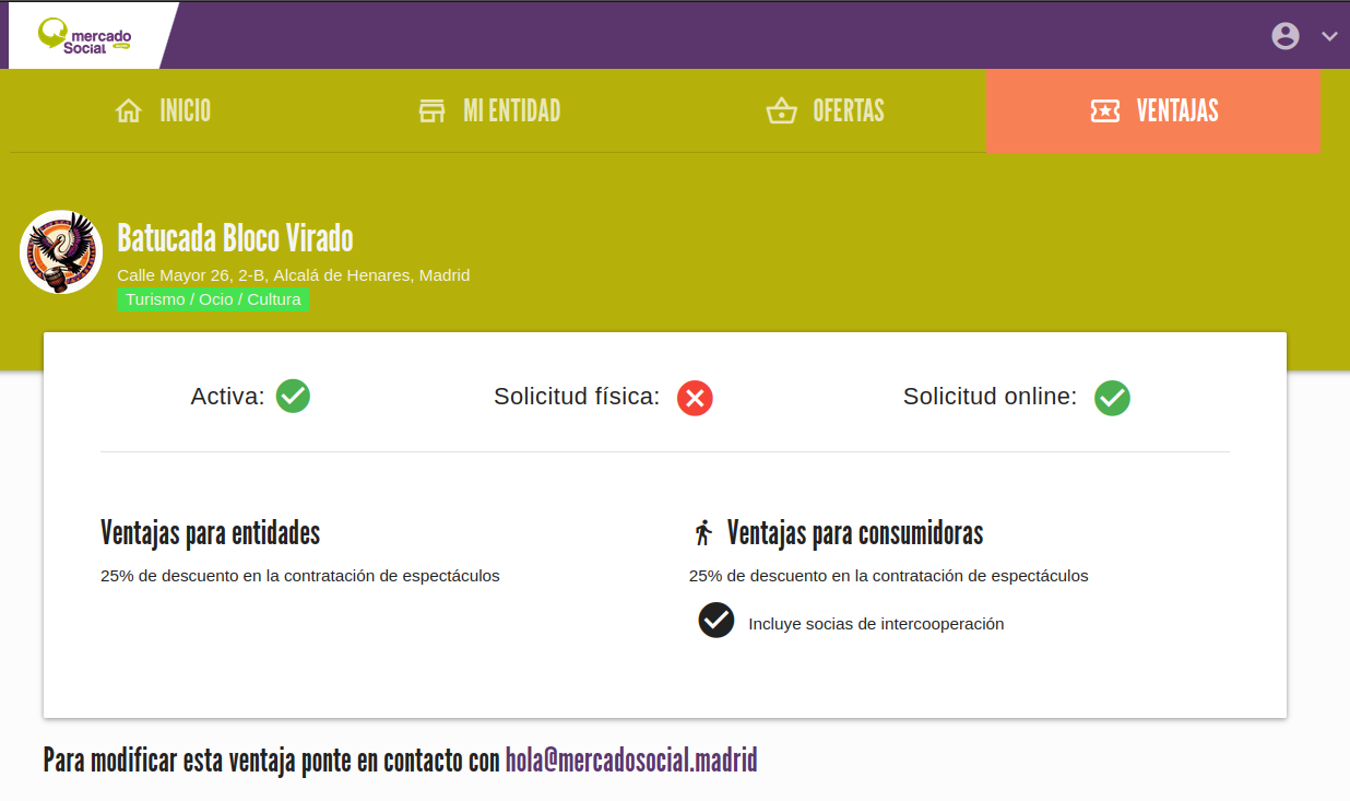 Panel entidad ventajas